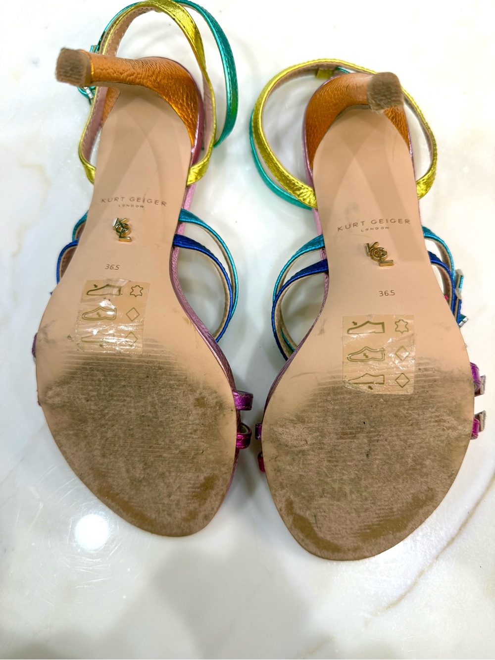 Kurt Geiger Metallic Multicolor Strappy High Heels - Picture 3 of 4